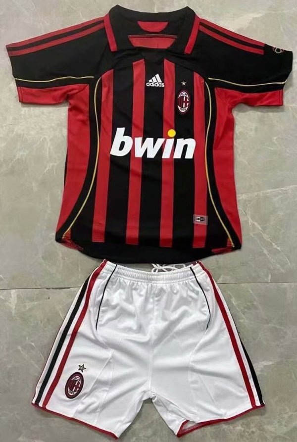 Retro AC home kids set 1:1 Quality Soccer Jersey  2006-2007