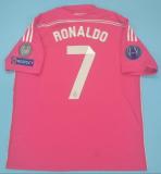 Retro Real madrid Away Pink  1:1 Quality Soccer Jersey    2014-2015