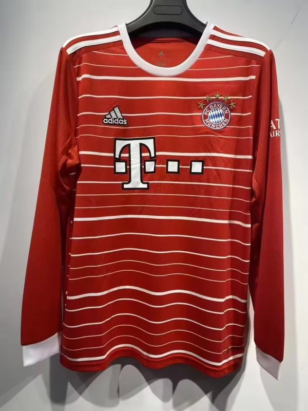 Bayern Munich  Home Long Sleeve Fans  1:1 Quality Soccer Jersey   22-23