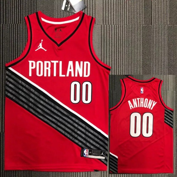 NBA Trail Blazers ANTHONY #00 Jordan Red Top Quality Hot Pressing