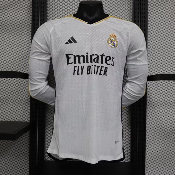 Real Madrid Home long sleeve   Player 1:1 Quality Soccer Jersey    23-24