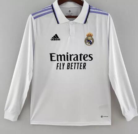 Real Madrid  Home  Long Sleeve Fans  1:1 Quality Soccer Jersey    22-23