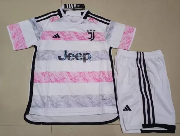 Juventus Away Kids 1:1 Quality Soccer Jersey   23-24