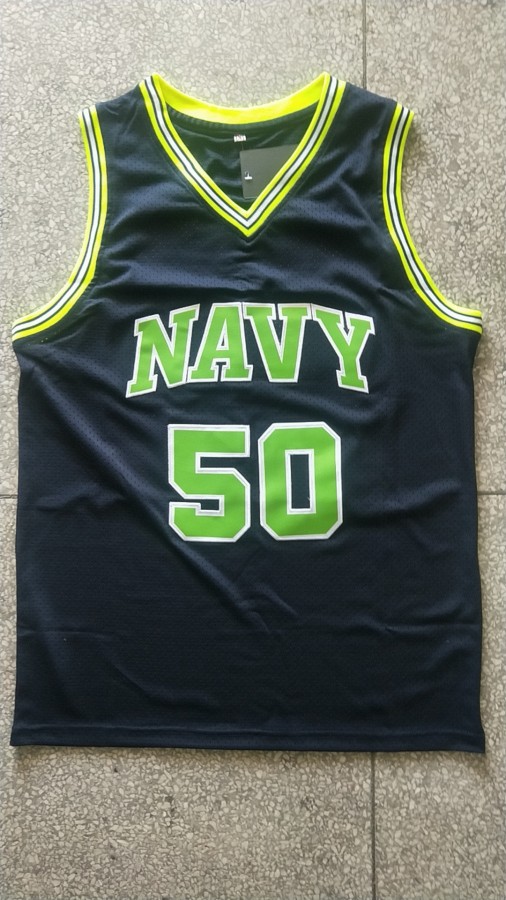 NBA Spurs #50  Admiral  David Robinson high school Vintage Mesh Jersey dark blue