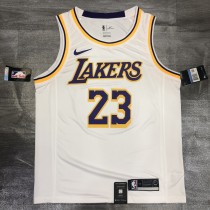 NBA Laker crew neck retro white No. 23 LeBron James with chip  1:1