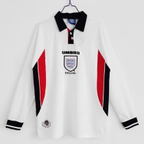 Retro England Home Long sleeve 1:1 Quality Soccer Jersey  1998