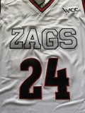 NCAA University of Gonzaga #24 white university Jersey