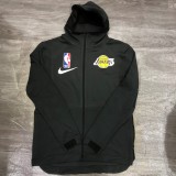 NBA Lakers' black gray warm-up training appearance hooded zipper jacket  with chip  1:1