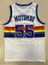 NBA Nuggets # 55 mutombo snow mountain white top Mesh Jersey