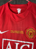 Retro Manchester United home with embroidery champion  kids 1:1 Quality Soccer Jersey   2007-2008