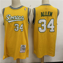NBA Supersonic Retro #34 Allen vintage yellow top Mesh Jersey