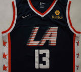 NBA New season clippers (new fabric print) 13 George City Edition dark blue, black, white, retro white