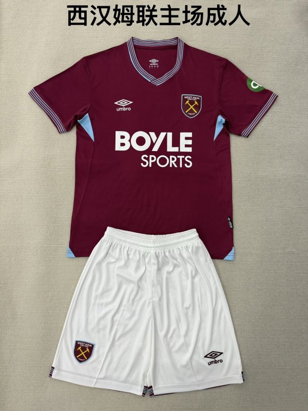 West Ham Home  Fans 1:1 Quality Soccer Jersey   25-26 (kids and man )