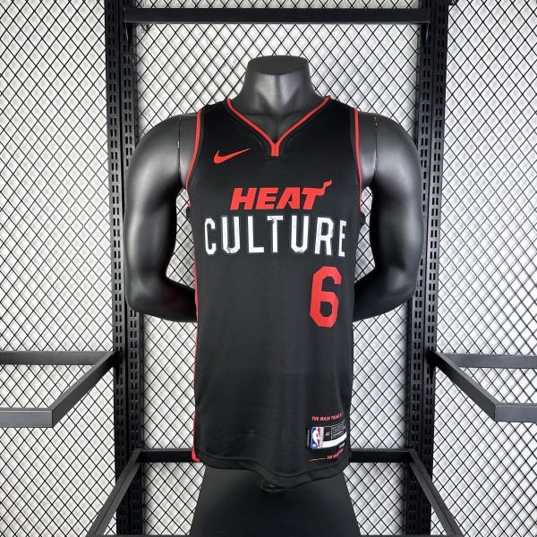 Miami Heat Black City Edition 6 James  V-neck  NBA Jerseys