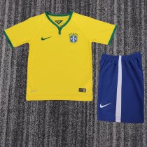 Retro  Brazil Home Kids 1:1 Quality Soccer Jersey 2014