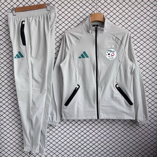 Algeria Windbreaker Sets With pants  Grey 1:1 Quality Soccer Jersey  26-27 (2026)