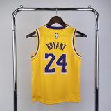 Los Angeles Lakers kids  Kobe  #24 BRYANT  Yollow NBA Jerseys