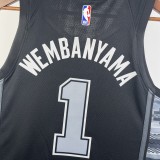 San Antonio Spurs Retro Black #1 WEMBANYAMA 1:1 Quality NBA  Season Jerseys 2023
