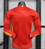 Spain  home Long Sleeve Player  1:1 Quality Soccer Jersey  24-25