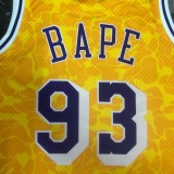 Los Angeles Lakers BAPE×M&N Yellow #93  BAPE 1:1 Quality NBA  Season Jerseys