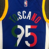 Golden State Warriors White Blue Mexico Retro #95 TOSCANO 1:1 Quality NBA Season Jerseys  75 Year