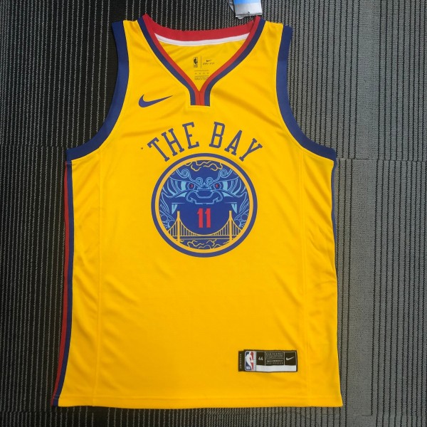 Golden State Warriors Yellow V-Neck China  Dragon Robe #11 THOMPSON 1:1 Quality NBA Season Jerseys  2018