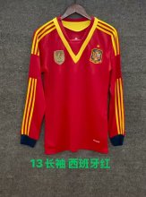 Retro Spain Home Long  Red  1:1 Quality Soccer Jersey 2013