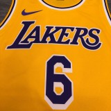 Los Angeles Lakers yellow Round-Neck  6 JAMES NBA Jerseys