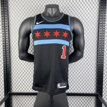 Retro Chicago Bulls  City Edition Black #1  ROSE 1:1 Quality NBA  Season Jerseys 2019