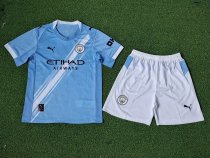 Manchester City Home player  Kids  1:1 Quality Soccer Jersey   25-26