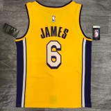 Los Angeles Lakers yellow V-Neck  6 JAMES NBA Jerseys