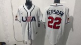 MLB USA White #22 KERSHAW 1:1 Quality Baseball  Jerseys  World Cup