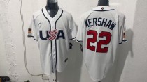 MLB USA White #22 KERSHAW 1:1 Quality Baseball  Jerseys  World Cup