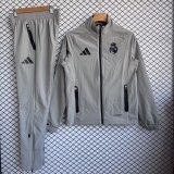 Real Madrid Windbreaker Sets With pants Grey 1:1 Quality Soccer Jersey  25-26
