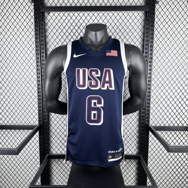 USA Los Angeles Lakers Blue #6 JAMES 1:1 Quality NBA Jerseys  2024 Olympic Games