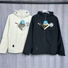 Manchester city  Windbreaker  Interchange Jacket Black  White 1:1 Quality Soccer Jersey  25-26