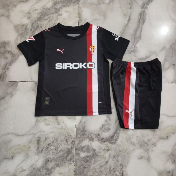 Sporting Gijon Away Kids Fans  1:1 Quality Soccer Jersey   25-26