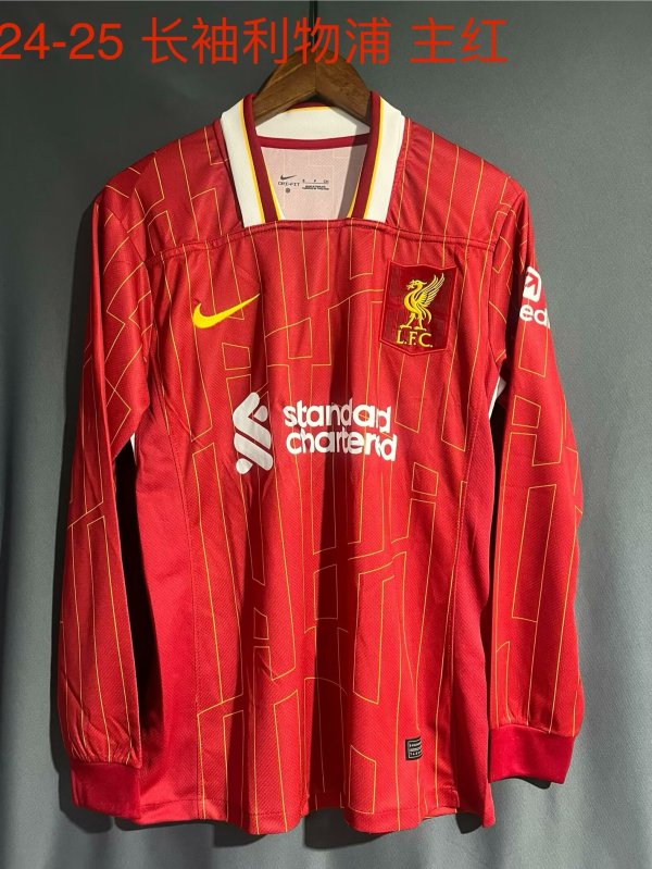 Liverpool home Long Sleeve  Fans  1:1 Quality Soccer Jersey   24-25