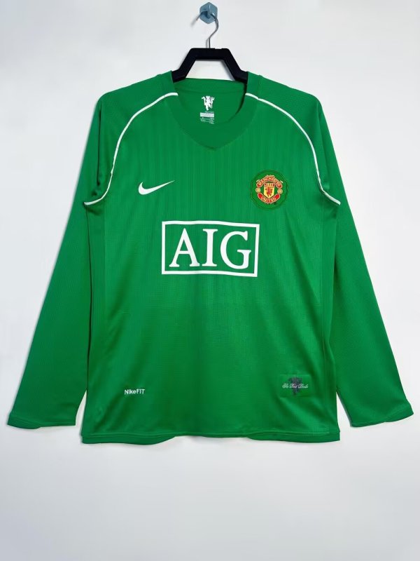 Retro Manchester United Goalkeeper  Long Sleeve 1:1 Quality Soccer Jersey   2007-2008