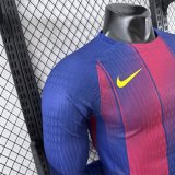 Barcelona Home Long Sleeve Player  1:1 Quality Soccer Jersey  （可配广告 ）25-26