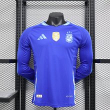 Argentina away Long Sleeve  Player  1:1 Quality Soccer Jersey  24-25（With Gold Patch）