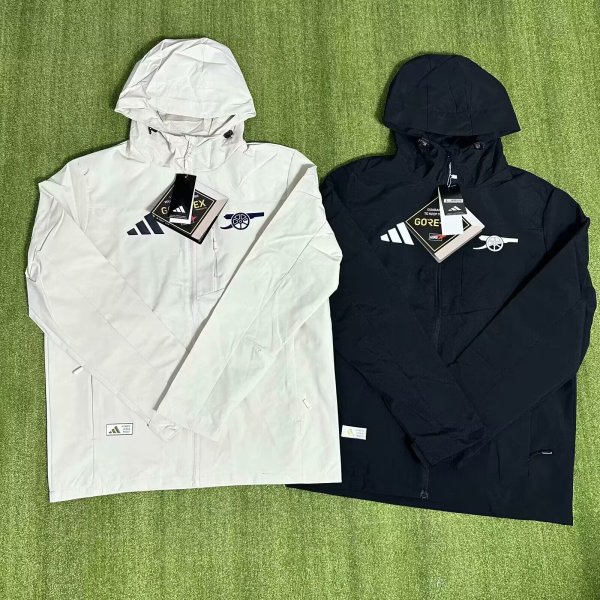 Arsenal Windbreaker  Interchange Jacket Black  White 1:1 Quality Soccer Jersey  25-26