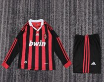 Retro AC Milan Home Long Sleeve Kids  1:1 Quality Soccer Jersey 2009-2010