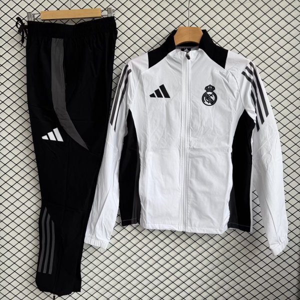 Real Madrid  Windbreaker Sets With pants  White 1:1 Quality Soccer Jersey  25-26