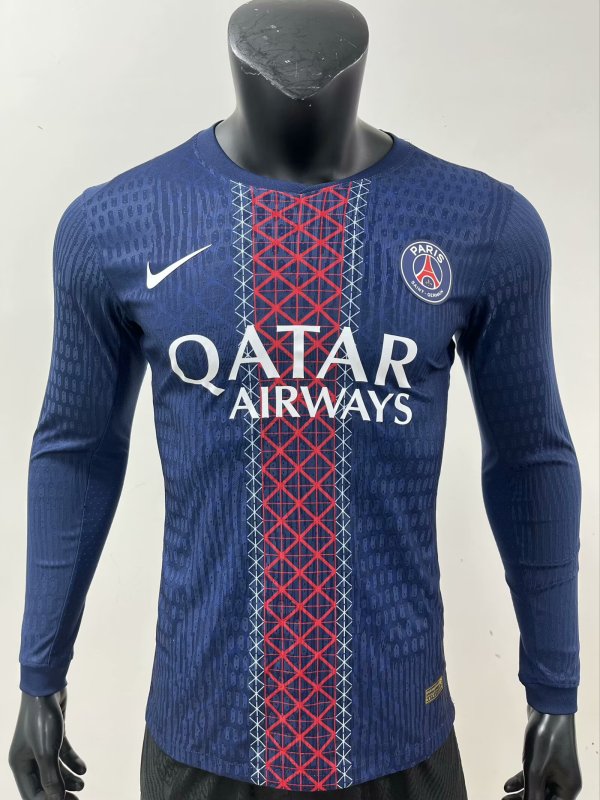 PSG Paris Home Long  Player  1:1 Quality Soccer Jersey  25-26 （不加星）