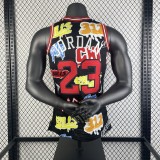 Retro Chicago Bulls Graffiti Red Black #23 JORDAN 1:1 Quality NBA  Season Jerseys 1997-1998