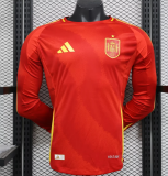 Spain  home Long Sleeve Player  1:1 Quality Soccer Jersey  24-25