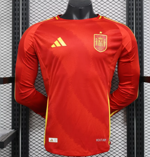 Spain  home Long Sleeve Player  1:1 Quality Soccer Jersey  24-25