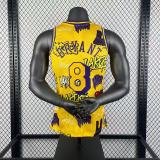 Los Angeles Lakers Yellow graffiti Kobe #8 BRYANT 1:1 Quality NBA  Season Jerseys  1996-1997