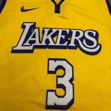 Los Angeles Lakers  V-Neck  Yellow with star  #3 DAVIS 1:1 Quality NBA Season Jerseys